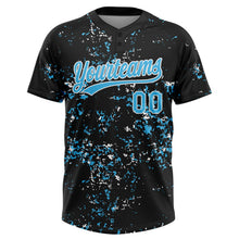 Laden Sie das Bild in den Galerie-Viewer, Uksn Individuelles Schwarz Himmelblau-Weiß Abstrakt zersplitterter Farbspritzer Zweiknopf Unisex Softball-Trikot
