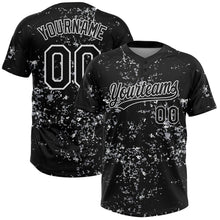 Laden Sie das Bild in den Galerie-Viewer, Uksn Individuelles Schwarz Weiß-Light Grau Abstrakt zersplitterter Farbspritzer Zweiknopf Unisex Softball-Trikot
