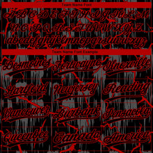 Laden Sie das Bild in den Galerie-Viewer, Uksn Individuelles Schwarz Rot-Grau Raglanärmel Neon-Blitz-Craquele Zweiknopf Unisex Softball-Trikot
