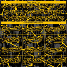 Laden Sie das Bild in den Galerie-Viewer, Uksn Individuelles Schwarz Gelb-Grau Raglanärmel Neon-Blitz-Craquele Zweiknopf Unisex Softball-Trikot
