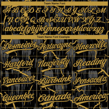 Laden Sie das Bild in den Galerie-Viewer, Uksn Individuelles Schwarz Altgold-Grau Raglanärmel Neon-Blitz-Craquele Zweiknopf Unisex Softball-Trikot
