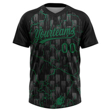 Laden Sie das Bild in den Galerie-Viewer, Uksn Individuelles Schwarz Kelly-Grün-Grau Raglanärmel Neon-Blitz-Craquele Zweiknopf Unisex Softball-Trikot
