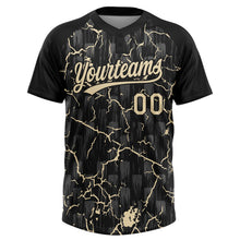 Laden Sie das Bild in den Galerie-Viewer, Uksn Individuelles Schwarz Creme Creme-Grau Raglanärmel Neon-Blitz-Craquele Zweiknopf Unisex Softball-Trikot
