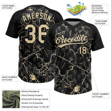 Laden Sie das Bild in den Galerie-Viewer, Uksn Individuelles Schwarz Creme Creme-Grau Raglanärmel Neon-Blitz-Craquele Zweiknopf Unisex Softball-Trikot
