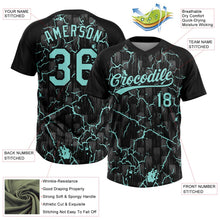 Laden Sie das Bild in den Galerie-Viewer, Uksn Individuelles Schwarz Eisblau-Grau Raglanärmel Neon-Blitz-Craquele Zweiknopf Unisex Softball-Trikot
