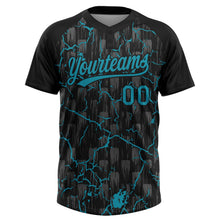 Laden Sie das Bild in den Galerie-Viewer, Uksn Individuelles Schwarz Petrol-Grau Raglanärmel Neon-Blitz-Craquele Zweiknopf Unisex Softball-Trikot
