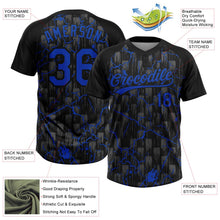 Laden Sie das Bild in den Galerie-Viewer, Uksn Individuelles Schwarz Gewitterblau-Grau Raglanärmel Neon-Blitz-Craquele Zweiknopf Unisex Softball-Trikot
