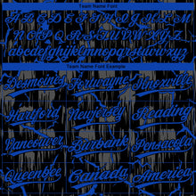 Laden Sie das Bild in den Galerie-Viewer, Uksn Individuelles Schwarz Gewitterblau-Grau Raglanärmel Neon-Blitz-Craquele Zweiknopf Unisex Softball-Trikot
