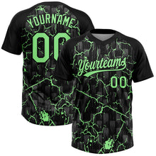 Laden Sie das Bild in den Galerie-Viewer, Uksn Individuelles Schwarz Erbsengrün-Grau Raglanärmel Neon-Blitz-Craquele Zweiknopf Unisex Softball-Trikot
