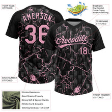 Laden Sie das Bild in den Galerie-Viewer, Uksn Individuelles Schwarz Hellrosa-Grau Raglanärmel Neon-Blitz-Craquele Zweiknopf Unisex Softball-Trikot
