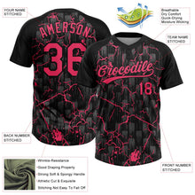 Laden Sie das Bild in den Galerie-Viewer, Uksn Individuelles Schwarz Neonpink-Grau Raglanärmel Neon-Blitz-Craquele Zweiknopf Unisex Softball-Trikot
