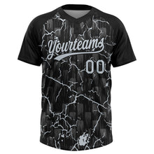 Laden Sie das Bild in den Galerie-Viewer, Uksn Individuelles Schwarz Silber Silber-Grau Raglanärmel Neon-Blitz-Craquele Zweiknopf Unisex Softball-Trikot
