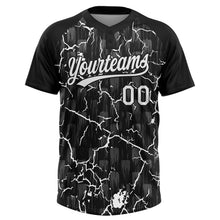 Laden Sie das Bild in den Galerie-Viewer, Uksn Individuelles Schwarz Weiß-Grau Raglanärmel Neon-Blitz-Craquele Zweiknopf Unisex Softball-Trikot
