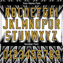Laden Sie das Bild in den Galerie-Viewer, Uksn Individuelles Schwarz Altgold-Weiß Raglanärmel Abstrakt geometrisches Chevron-Zickzack Zweiknopf Unisex Softball-Trikot
