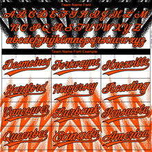 Laden Sie das Bild in den Galerie-Viewer, Uksn Individuelles Schwarz Orange-Weiß Raglanärmel Abstrakt geometrisches Chevron-Zickzack Zweiknopf Unisex Softball-Trikot
