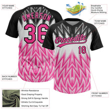 Laden Sie das Bild in den Galerie-Viewer, Uksn Individuelles Schwarz Pink-Weiß Raglanärmel Abstrakt geometrisches Chevron-Zickzack Zweiknopf Unisex Softball-Trikot
