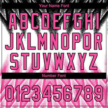 Laden Sie das Bild in den Galerie-Viewer, Uksn Individuelles Schwarz Pink-Weiß Raglanärmel Abstrakt geometrisches Chevron-Zickzack Zweiknopf Unisex Softball-Trikot
