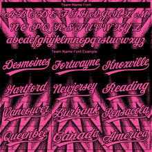 Laden Sie das Bild in den Galerie-Viewer, Uksn Individuelles Schwarz-Pink Raglanärmel Abstrakt geometrisches Chevron-Zickzack Zweiknopf Unisex Softball-Trikot
