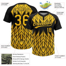 Laden Sie das Bild in den Galerie-Viewer, Uksn Individuelles Schwarz-Gelb Raglanärmel Abstrakt geometrisches Chevron-Zickzack Zweiknopf Unisex Softball-Trikot
