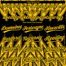 Laden Sie das Bild in den Galerie-Viewer, Uksn Individuelles Schwarz-Gelb Raglanärmel Abstrakt geometrisches Chevron-Zickzack Zweiknopf Unisex Softball-Trikot
