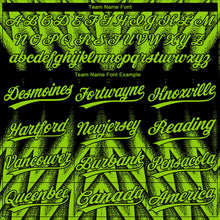 Laden Sie das Bild in den Galerie-Viewer, Uksn Individuelles Schwarz-Neongrün Raglanärmel Abstrakt geometrisches Chevron-Zickzack Zweiknopf Unisex Softball-Trikot
