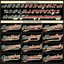 Laden Sie das Bild in den Galerie-Viewer, Uksn Individuelles Schwarz Vintage USA-Flagge Creme-Karmesinrot Raglanärmel Streifen Zweiknopf Unisex Softball-Trikot

