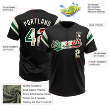 Laden Sie das Bild in den Galerie-Viewer, Uksn Individuelles Schwarz Vintage mexikanische Flagge Creme-Kelly-Grün Raglanärmel Streifen Zweiknopf Unisex Softball-Trikot
