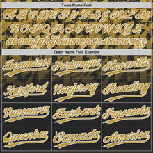 Laden Sie das Bild in den Galerie-Viewer, Uksn Individuelles Schwarz Altgold-Weiß Farbverlauf geometrisches Gitter Ärmelstreifen Zweiknopf Unisex Softball-Trikot
