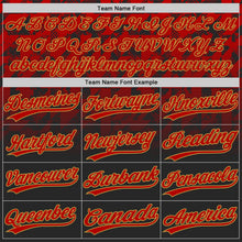 Laden Sie das Bild in den Galerie-Viewer, Uksn Individuelles Schwarz Rot-Altgold Farbverlauf geometrisches Gitter Ärmelstreifen Zweiknopf Unisex Softball-Trikot

