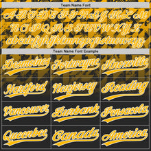 Laden Sie das Bild in den Galerie-Viewer, Uksn Individuelles Schwarz Gold-Weiß Farbverlauf geometrisches Gitter Ärmelstreifen Zweiknopf Unisex Softball-Trikot
