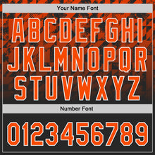 Laden Sie das Bild in den Galerie-Viewer, Uksn Individuelles Schwarz Orange-Weiß Farbverlauf geometrisches Gitter Ärmelstreifen Zweiknopf Unisex Softball-Trikot
