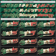 Laden Sie das Bild in den Galerie-Viewer, Uksn Individuelles Schwarz Vintage mexikanische Flagge Kelly-Grün-Creme Farbverlauf geometrisches Gitter Ärmelstreifen Zweiknopf Unisex Softball-Trikot
