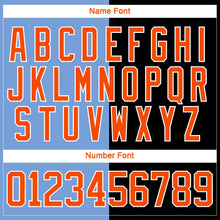 Laden Sie das Bild in den Galerie-Viewer, Uksn Individuelles Schwarz Orange Puderblau-Weiß Split-Fashion Eishockey-Trikot mit Schnürkragen
