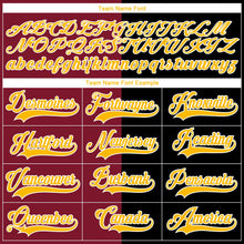 Laden Sie das Bild in den Galerie-Viewer, Uksn Individuelles Schwarz Gold Karmesinrot-Weiß Split-Fashion Eishockey-Trikot mit Schnürkragen
