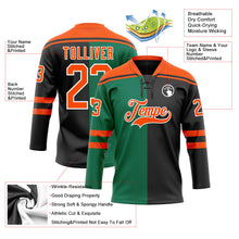 Laden Sie das Bild in den Galerie-Viewer, Uksn Individuelles Schwarz Orange Kelly-Grün-Weiß Split-Fashion Eishockey-Trikot mit Schnürkragen
