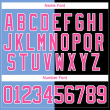 Laden Sie das Bild in den Galerie-Viewer, Uksn Individuelles Schwarz Pink Puderblau-Weiß Split-Fashion Eishockey-Trikot mit Schnürkragen

