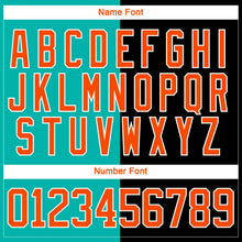 Laden Sie das Bild in den Galerie-Viewer, Uksn Individuelles Schwarz Orange Aqua-Weiß Split-Fashion Eishockey-Trikot mit Schnürkragen
