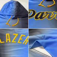 Laden Sie das Bild in den Galerie-Viewer, Uksn Individuelles Bestickt Schwarz Puderblau-Gold Farbverlauf Mode Sport Pullover Sweatshirt Hoodie
