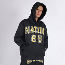 Laden Sie das Bild in den Galerie-Viewer, Uksn Individuelles Bestickt Schwarz Gold-Weiß Sport Pullover Sweatshirt Hoodie
