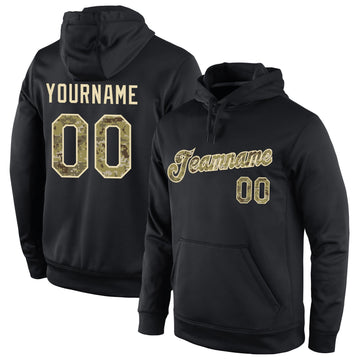 Uksn Individuelles Bestickt Schwarz Camouflage-Creme Sport Pullover Sweatshirt Gruß An Den Dienst Hoodie