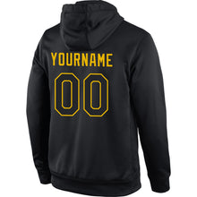 Laden Sie das Bild in den Galerie-Viewer, Uksn Individuelles Bestickt Schwarz Schwarz-Gold Sport Pullover Sweatshirt Hoodie
