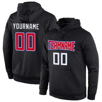 Uksn Individuelles Bestickt Schwarz Rot-Weiß Sport Pullover Sweatshirt Hoodie