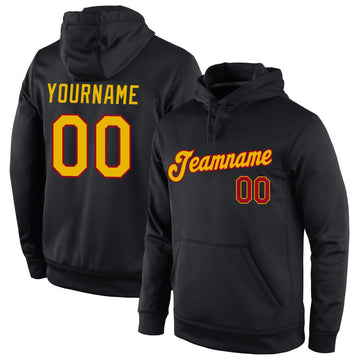 Uksn Individuelles Bestickt Schwarz Gold-Rot Sport Pullover Sweatshirt Hoodie