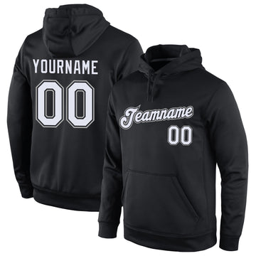 Uksn Individuelles Bestickt Schwarz Weiß-Grau Sport Pullover Sweatshirt Hoodie