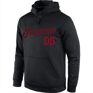 Uksn Individuelles Bestickt Schwarz Schwarz-Rot Sport Pullover Sweatshirt Hoodie