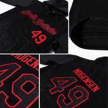 Laden Sie das Bild in den Galerie-Viewer, Uksn Individuelles Bestickt Schwarz Schwarz-Rot Sport Pullover Sweatshirt Hoodie
