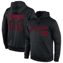 Laden Sie das Bild in den Galerie-Viewer, Uksn Individuelles Bestickt Schwarz Schwarz-Rot Sport Pullover Sweatshirt Hoodie
