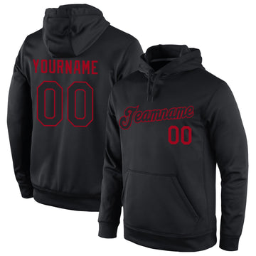 Uksn Individuelles Bestickt Schwarz Schwarz-Rot Sport Pullover Sweatshirt Hoodie