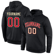 Laden Sie das Bild in den Galerie-Viewer, Uksn Individuelles Bestickt Schwarz Rot-Creme Sport Pullover Sweatshirt Hoodie
