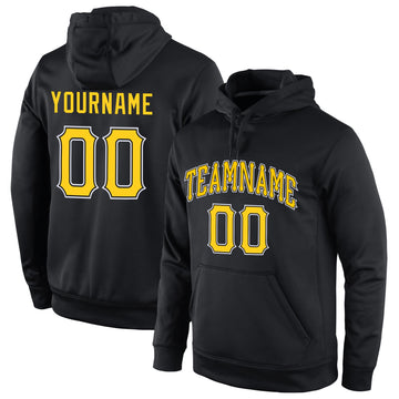 Uksn Individuelles Bestickt Schwarz Gold-Weiß Sport Pullover Sweatshirt Hoodie